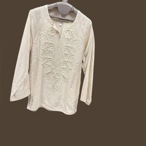 Chic Cream Embroidered Women's Blouse